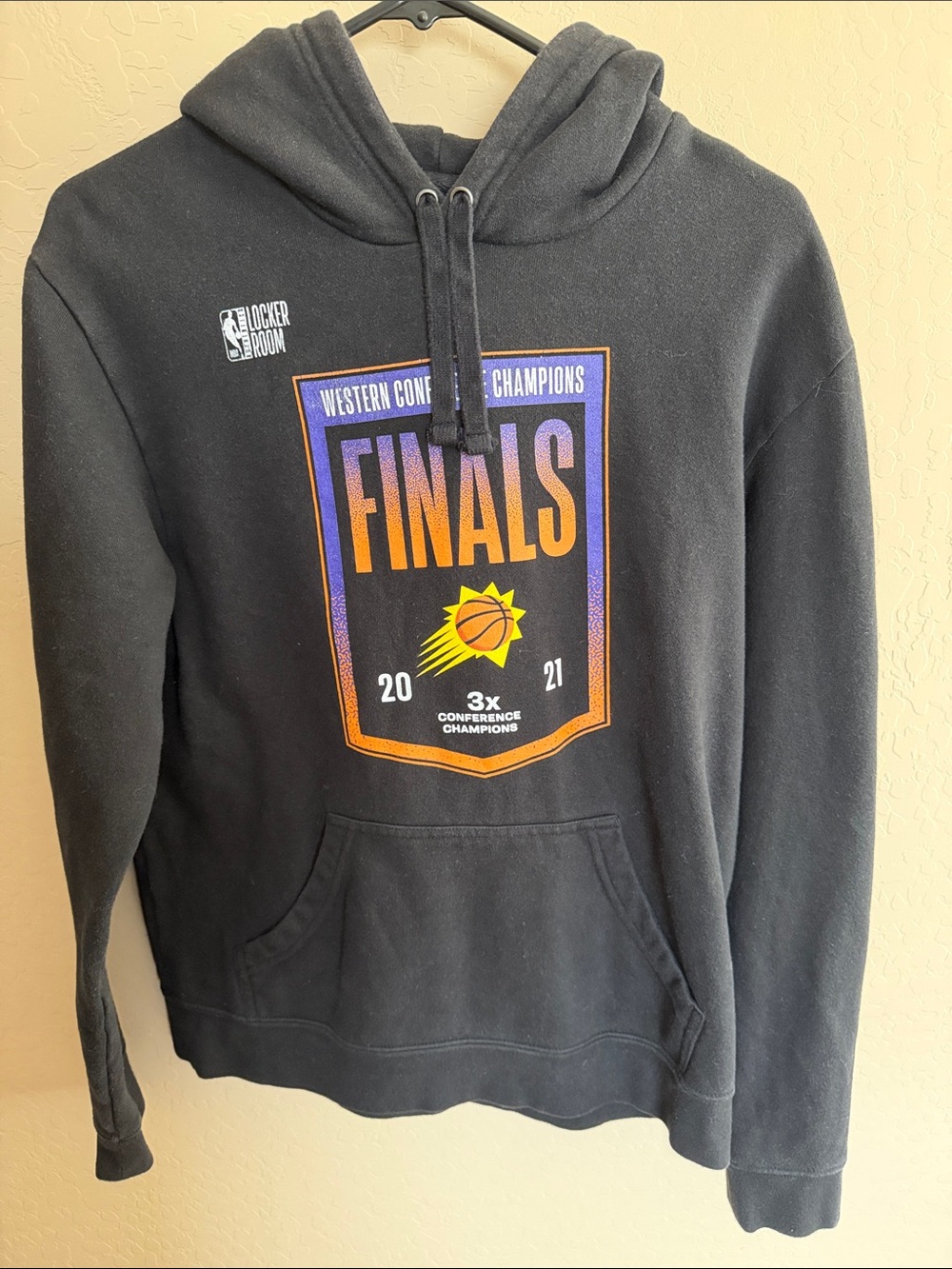 Fanatics Black Phoenix Suns Finals Pullover Hoodie with Orange & Purple Graphics